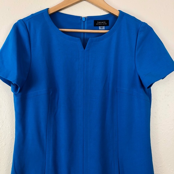 NWT Tahari ASL Stretch Blue Shift Dress Size 6 - Picture 2 of 5
